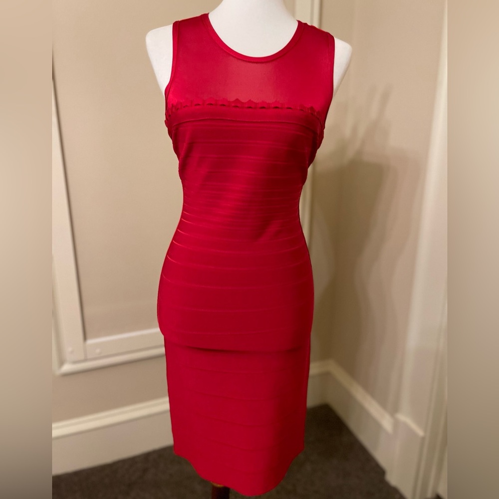 Herve Leger by Max Azria red valentine bodycon dress - Picture 3 of 14